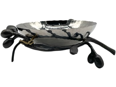 NIB MICHAEL ARAM HAMMERED METAL AND BRANCH BOWL