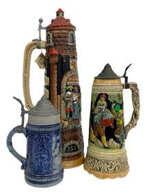 SET OF 3 VINTAGE GERMAN STEINS