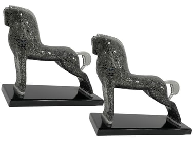 PAIR OF MOSAIC HORSE SCULPTURES 14.5"