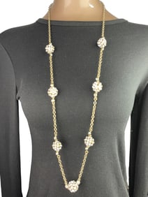 ANNE KLIEN GOLD RHINESTONE NECKLACE DROP 20"