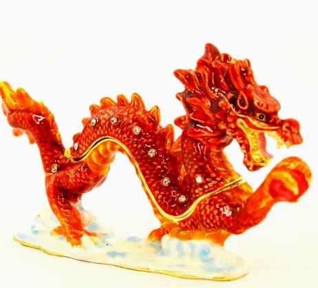 NEW! ASIAN DRAGON TRINKET BOX RED HAND MADE (1 of 4)