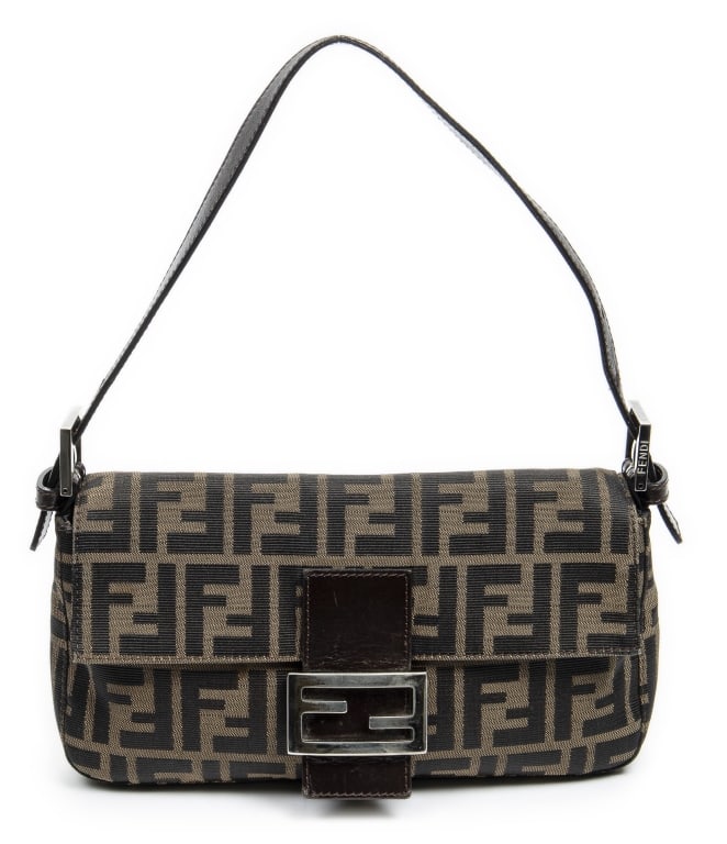 FENDI BAGUETTE BEIGE/DARK BROWN SHOULDER BAG (1 of 7)