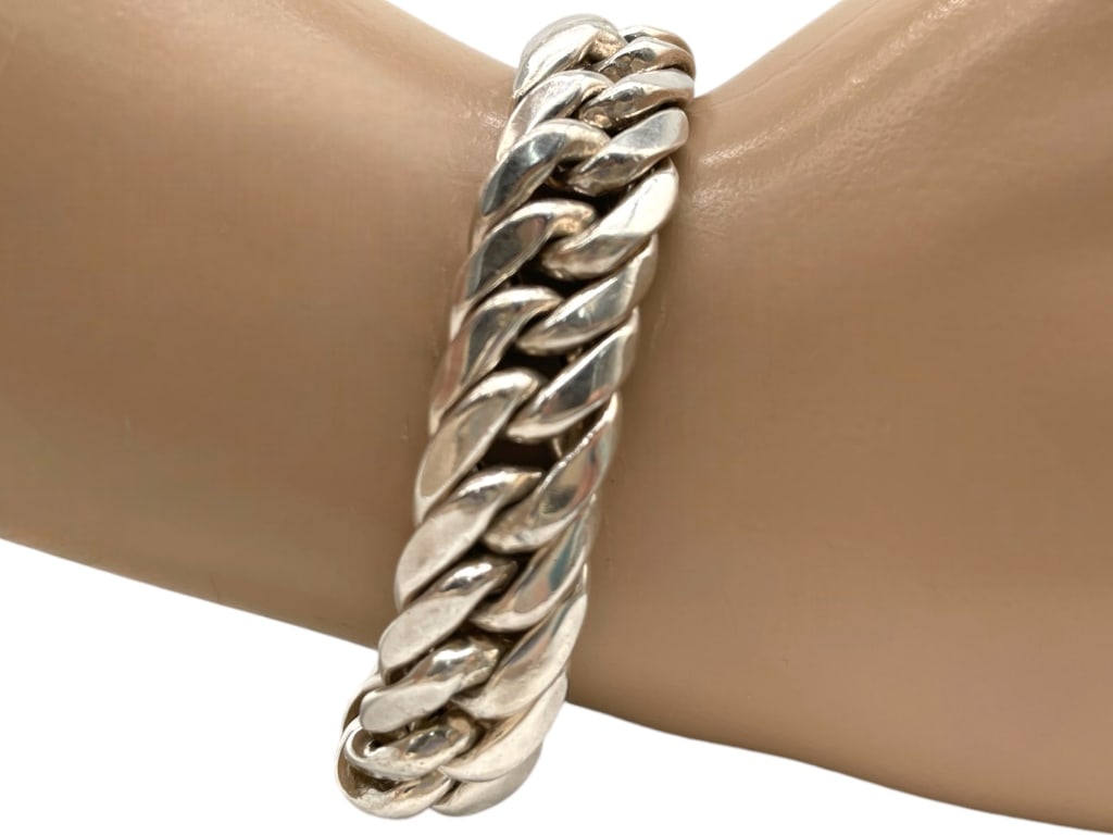 925 STERLING ITALY THICK CHAIN BRACELET 39.65G (1 of 6)