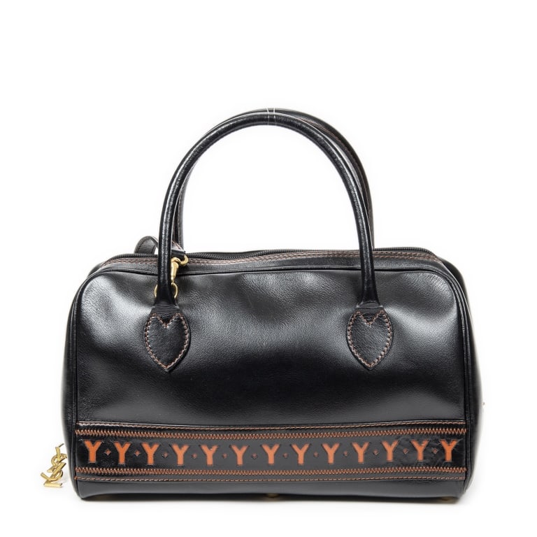 YVES SAINT LAURENT VINTAGE CUTOUT BOWLER HANDBAG (1 of 11)