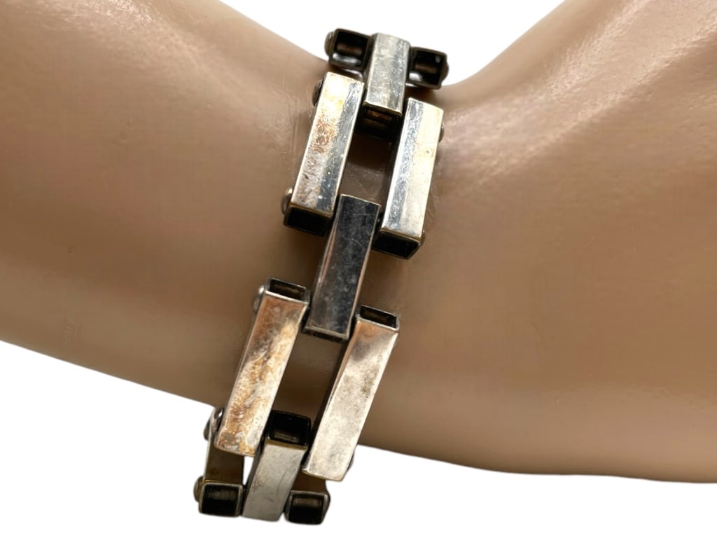 CHUNKY SQUARE CHAIN SILVER MONET BRACELET 30.79G (1 of 6)