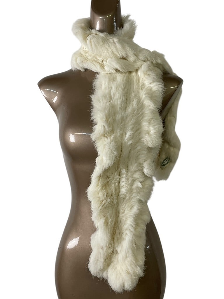 JOOLAY RABBIT FUR TWIST SCARF WINTER WRAP 56": JOOLAY RABBIT FUR TWIST SCARF WINTER WRAP -56" X 5" APPROX -VERY GOOD PRE OWNED CONDITION -DP112624 ***Please note that due to limited storage space, all items must be picked up within 14 days of the 