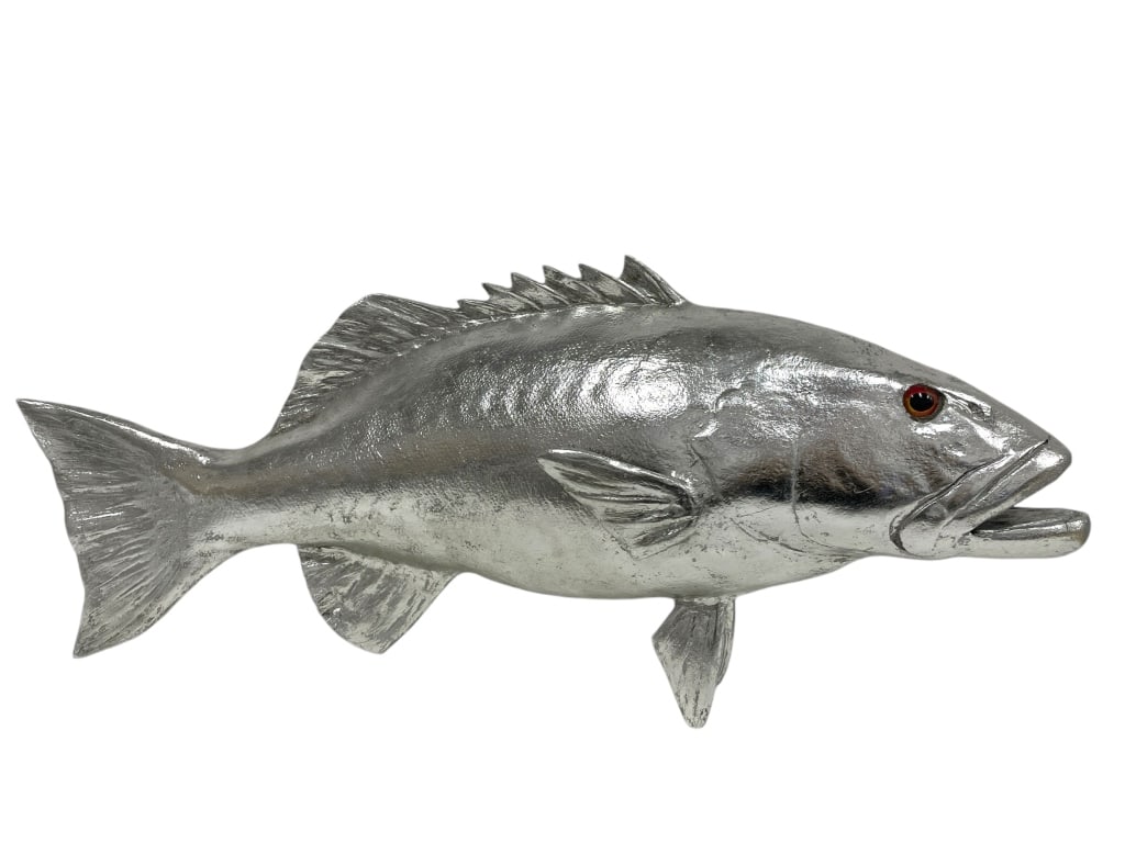 MODERN SILVERED FISH SCULPTURE 28" (1 of 4)