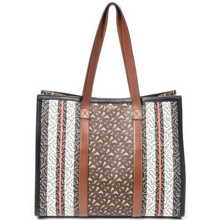 BURBERRY TB OPEN TOTE BROWN/BLACK/WHITE BAG (1 of 6)