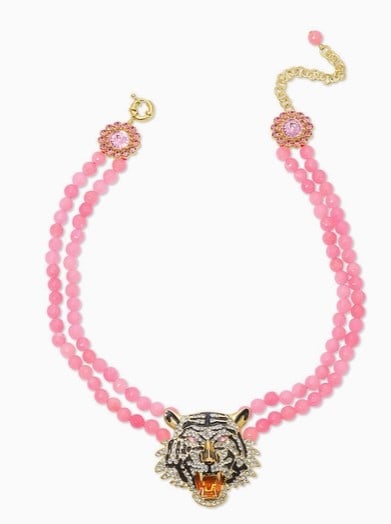 NEW TIGER ROSE QUARTZ STATEMENT NECKLACE (1 of 2)