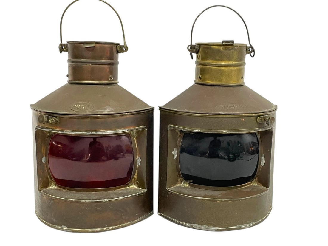 STARBOARD AND PORT NAUTICAL BRASS LAMPS 13" (1 of 7)