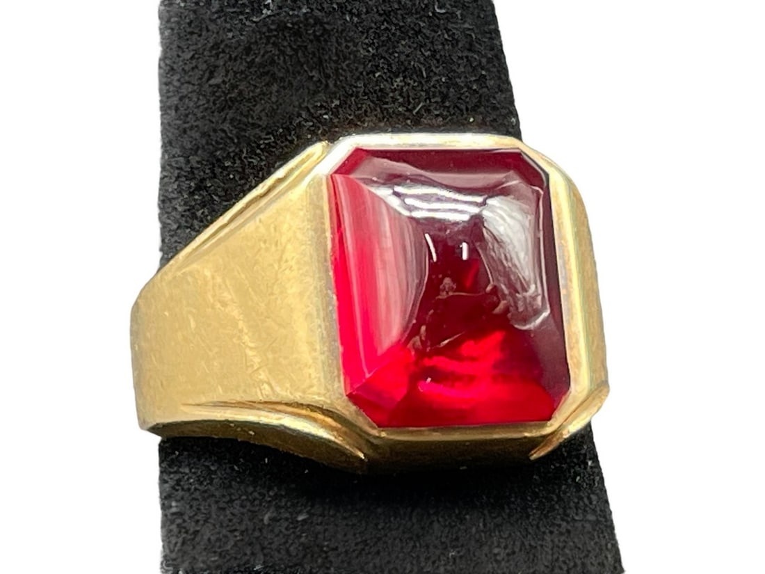 14K GOLD RING WITH RUBY STYLE STONE 10G (1 of 10)