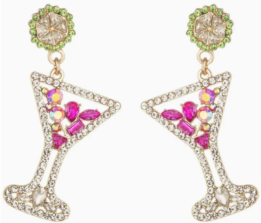 NEW! GREEN MARTINI 18K GOLD PLATED CZ EARRINGS (1 of 3)