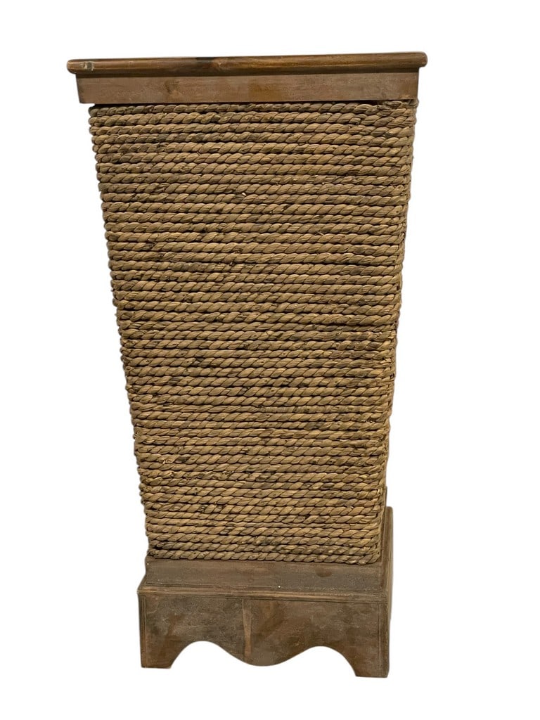 BANANA FIBER WRAPPED STORAGE BIN HAMPER 23": BANANA FIBER WRAPPED STORAGE BIN HAMPER -23" X 9" X 9" APPROX -VERY GOOD PRE OWNED CONDITION -DP12324