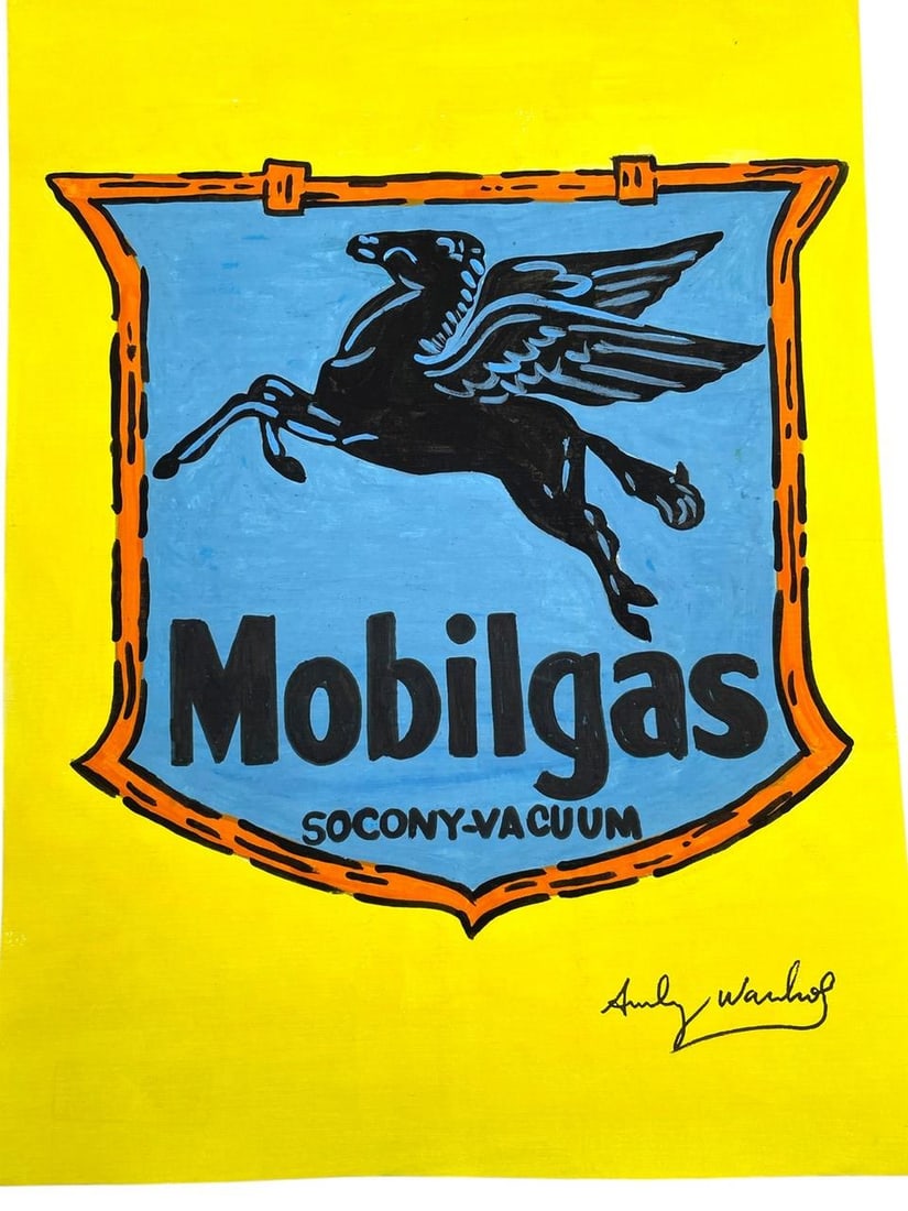 AFTER ANDY WARHOL MOBILGAS DRAWING ON PAPER 11.5" (1 of 3)