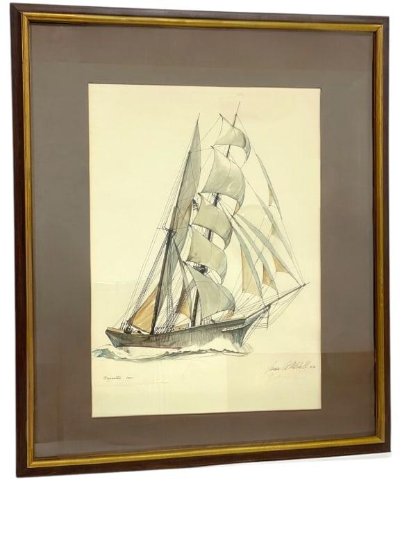 JAMES A. MITCHELL SAILBOAT FRAMED PRINT 24" (1 of 6)