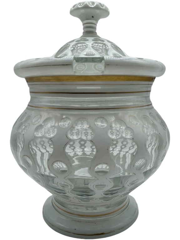 VINTAGE COVERED ART GLASS TUREEN: VINTAGE COVERED ART GLASS TUREEN