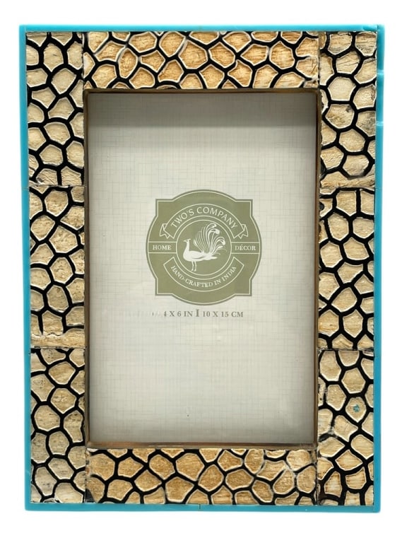 TWO'S COMPANY 4X6 BLUE CRACKLE PHOTO FRAME (1 of 6)