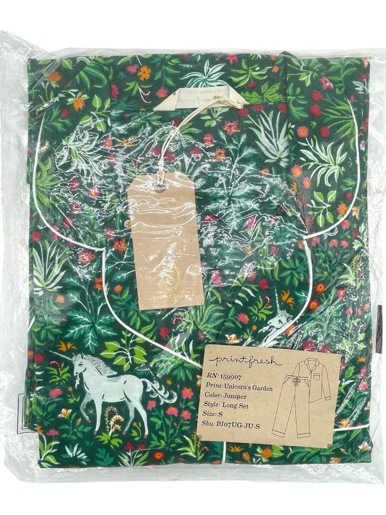 NEW! PRINT FRESH PJS UNICORN'S GARDEN SZ SMALL (1 of 3)