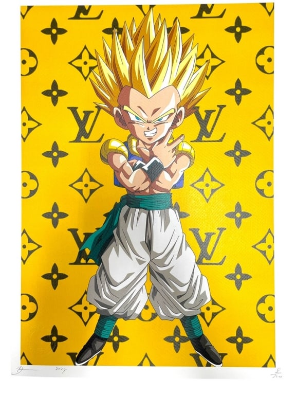 DEATH NYC STREET ART PRINT 18": DEATH NYC STREET ART PRINT WITH DRAGON BALL Z STYLE AND LOUIS VUITTON STYLE -18" X 12.5" APPROX -PENCIL SIGNED AND NUMBERED -VERY GOOD CONDITION -DP12424
