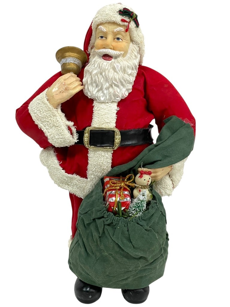 CLOTHIQUE SANTA WITH BELL AND TOYS 11": CLOTHIQUE SANTA WITH BELL AND TOYS 11" -VINTAGE CHRISTMAS DECORATIONS FIGURINES -VERY GOOD PRE OWNED CONDITION -DP121124