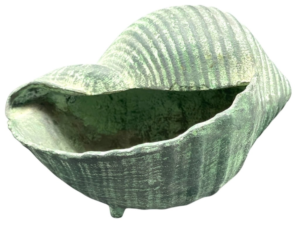 PATINATED BRONZE METAL CONCH SHELL TRINKET DISH (1 of 14)