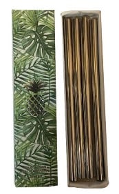 NIB THE PINEAPPLE CO. 4 PACK GOLD STRAWS SET OF 3 (1 of 4)
