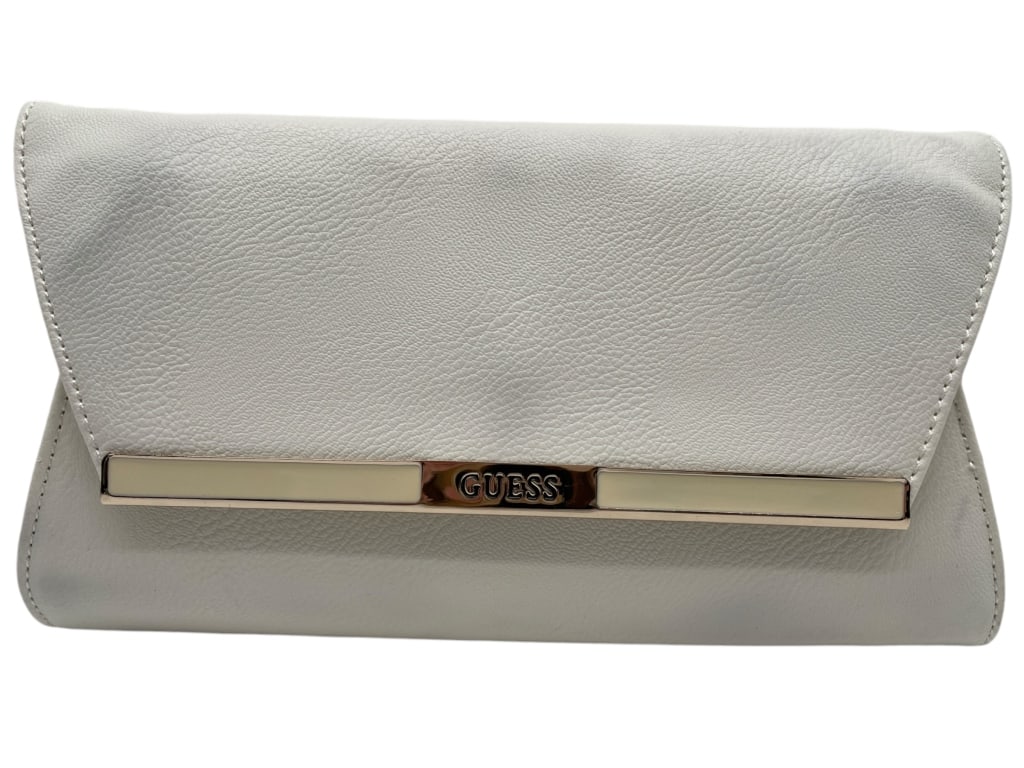 GUESS WHITE LEATHER CLUTCH BAG (1 of 5)
