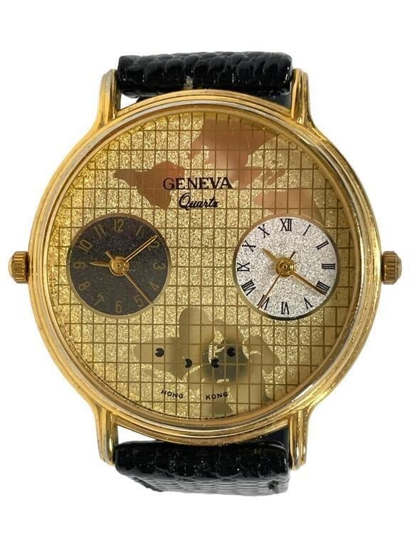 GENEVA QUARTZ WORLD WATCH 2 TIME ZONES (1 of 5)
