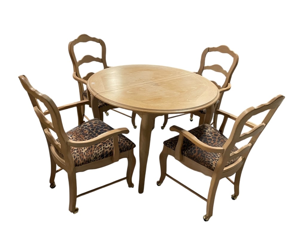 5 PIECE DINING SET W WOOD TABLE& 4 ARM CHAIRS (1 of 8)