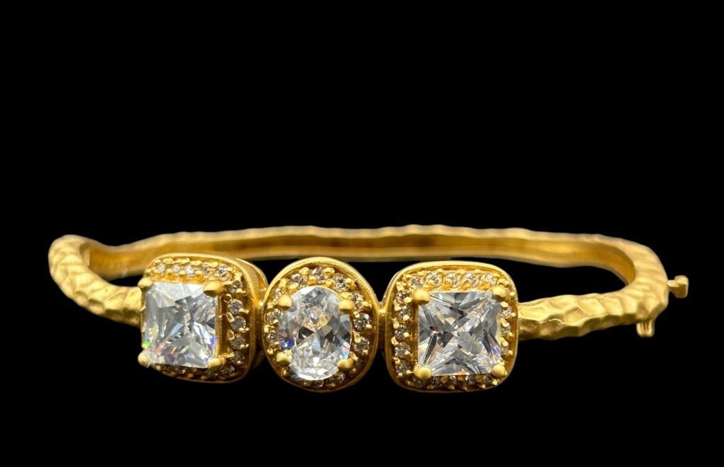 NEW SILVER GOLD PLATED TRIPLE STONE BRACELET (1 of 4)