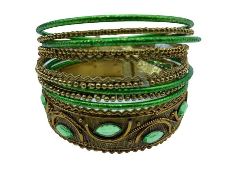 8 GOLD AND GREEN BANGLE BRACELETS NWT (1 of 3)