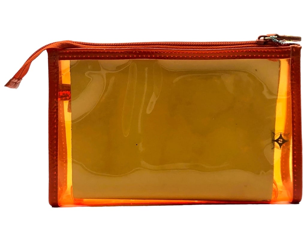 NEW STEPHANIE JOHNSON NEON TRANSLUCENT POUCH: - NWT STEPHANIE JOHNSON NEON TRANSLUCENT POUCH $46 - SUITCASE/TRAVEL STYLE POUCH | COMES WITH TAG - NEON ORANGE COLOR - GF 11/21/23 Bidders may pick up their items from the auction-house or have their