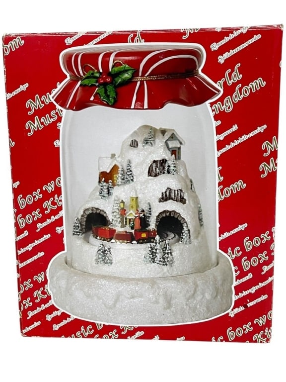 NEW! MUSIC BOX KINGDOM MASON JAR SNOWGLOBE (1 of 6)