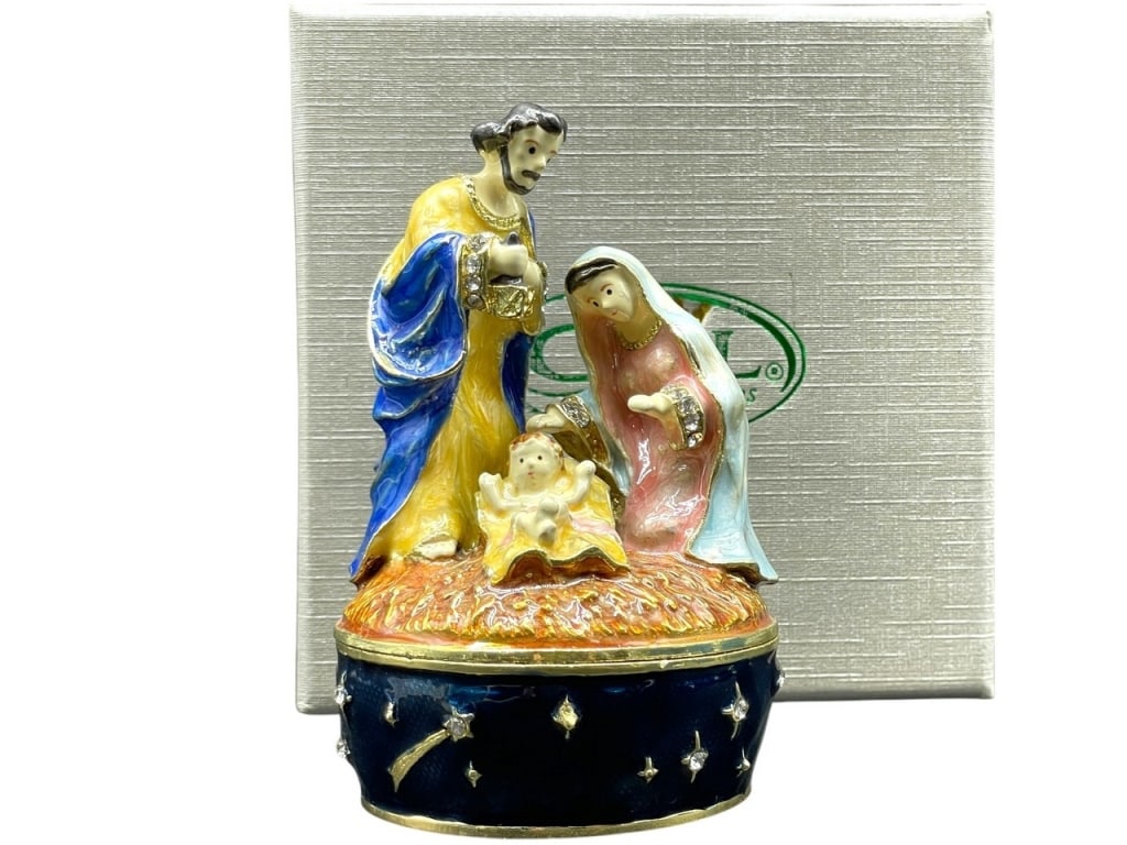 NEW!! JEWELED ENAMEL NATIVITY  TRINKET BOX (1 of 5)