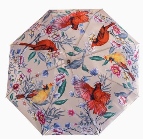 NEW! ANNUSKA CARDINAL WITH FLOWERS PRINTED UMBREL: NEW! ANNUSKA CARDINAL WITH FLOWERS PRINTED UMBRELLA -NEW! -AUTO OPEN/CLOSE -DIAMETER 38" -WOODEN HANDLE -JA 103024 ***Please note that due to limited storage space, all items must be picked up within 