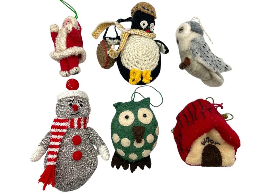 WHIMSICAL SET OF 6 FABRIC CHRISTMAS ORNAMENTS: WHIMSICAL SET OF 6 FABRIC CHRISTMAS ORNAMENTS -VERY GOOD CONDITION -SET OF 6 ORNAMENTS -JA 120324 ***Please note that due to limited storage space, all items must be picked up within 14 days of the au