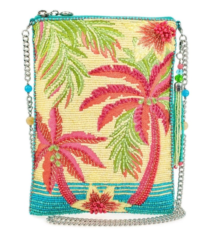 NEW MARY FRANCES HAPPY PLACEE MINI CROSSBODY: NEW MARY FRANCES HAPPY PLACEE MINI CROSSBODY -ESCAPE TO A TROPICAL PARADISE, WITH THIS BEADED BAG THAT BRINGS THE ESSENCE OF A BALMY BREEZE AND RELAXING RUSTLE OF LEAVES TO YOUR SIDE. WITH ITS VIBRANT