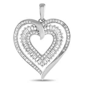14K WHITE GOLD 0.50CT DIAMOND HEART PENDANT