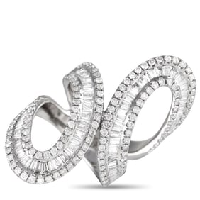 14K WHITE GOLD 3.0CT DIAMOND SWIRL WRAP RING SZ6.5