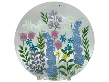 VINTAGE SYDENSTRICKER FLORAL GLASS PLATE