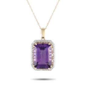 14K YELLOW GOLD AMETHYST PENDANT NECKLACE