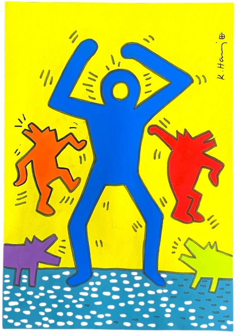 AFTER KEITH HARING DRAWING ON PAPER 12" (1 of 5)