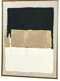 MINIMALIST BEIGE & BLACK ABSTRACT ART PAINTING 40"