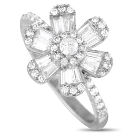14K YELLOW GOLD 0.81CT DIAMOND FLOWER RING SZ 7