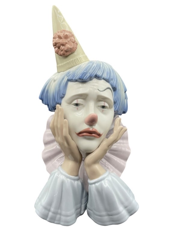 LLADRO 5129  JESTER HEAD SAD CLOWN BUST 12" (1 of 7)