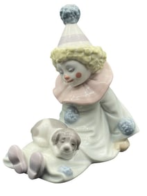 LLADRO PIERROT WITH PUPPY AND BALL FIGURINE  #5278