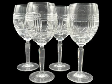 RALPH LAUREN GLEN PLAID CRYSTAL GOBLETS SET OF 4