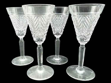 RALPH LAUREN HERRINGBONE CRYSTAL GLASSES SET OF 4