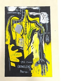 AFTER JEAN MICHEL BASQUIAT DRAWING ON PAPER 12"