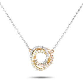 18K GOLD DIAMOND TRIPLE RING NECKLACE